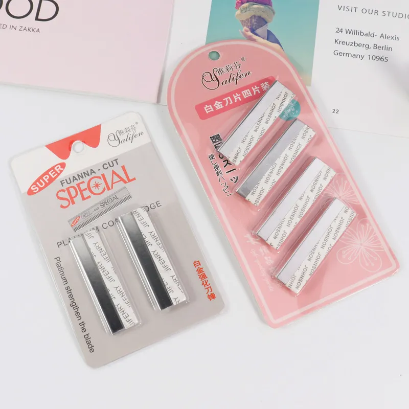 Platinum-Coated Stainless Steel Eyebrow Razor Blades – Professional Replacement Refills for Brow Shaving & Grooming, Ultra-Sharp & Hypoallergenic
